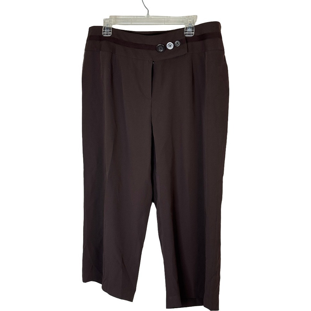 Cato Woman Brown Cropped Dress Pants Plus Size 18W Elastic‎ Back Career Trousers